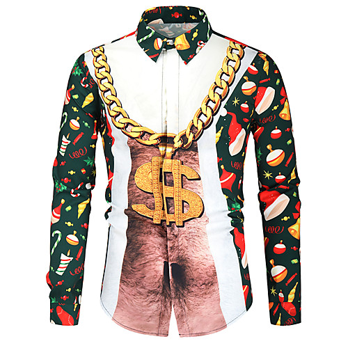 

Men's Shirt 3D Print Graphic Long Sleeve Daily Tops Rainbow