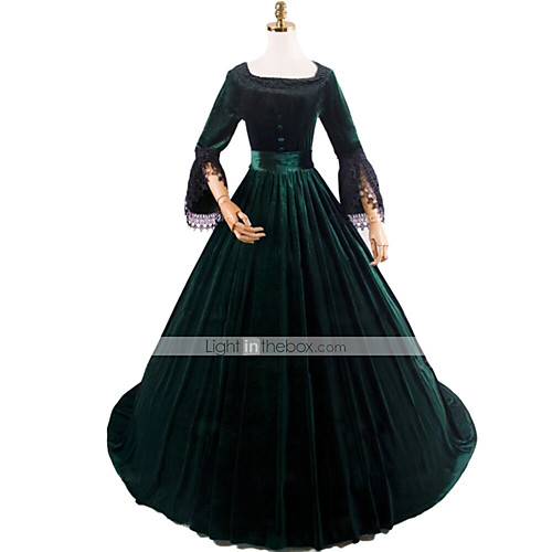 

Princess Maria Antonietta Rococo Victorian Vacation Dress Dress Party Costume Costume Prom Dress Women's Cotton Costume Black Vintage Cosplay Masquerade Party & Evening Long Sleeve Floor Length Long
