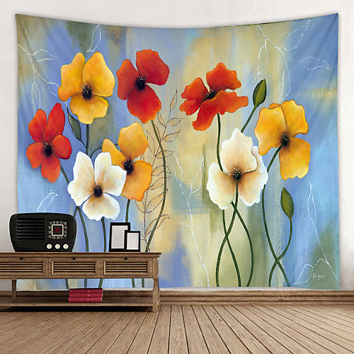 

Colored Flowers Digital Printed Tapestry Classic Theme Wall Decor 100% Polyester Contemporary Wall Art Wall Tapestries Decoration