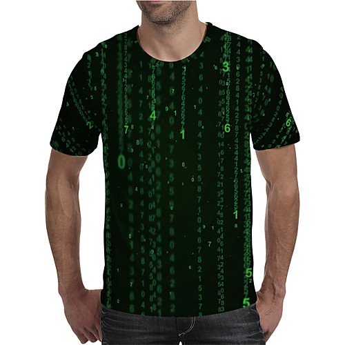 

Men's T shirt 3D Print Graphic 3D Plus Size Print Short Sleeve Daily Tops Elegant Exaggerated Green