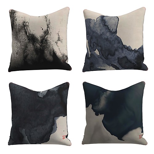 

Cushion Cover 4PC Linen Soft Decorative Square Throw Pillow Cover Cushion Case Pillowcase for Sofa Bedroom 45 x 45 cm (18 x 18 Inch) Superior Quality Mashine Washable