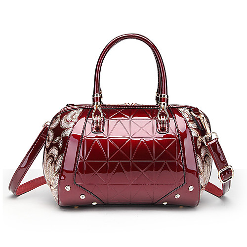 

Women's Bags PU Leather Satchel Top Handle Bag Beading Sequin Daily 2021 Handbags Wine Black Red Dark Blue