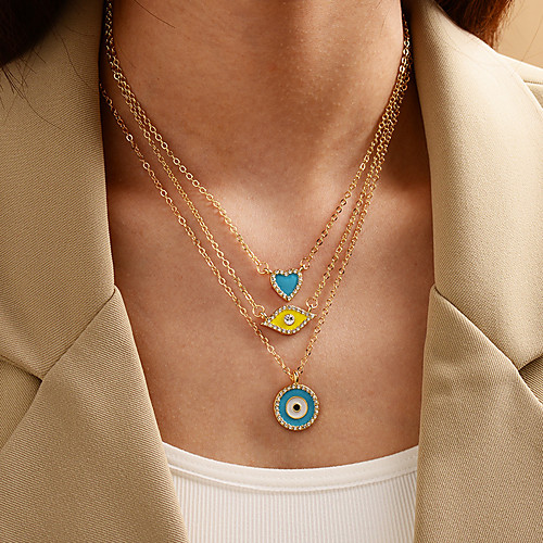 

Pendant Necklace Women's Classic Heart Fashion Sweet Cute Yellow Light Blue Blue Heart 45 cm Necklace Jewelry 1pc for Daily Round Geometric Heart Shape