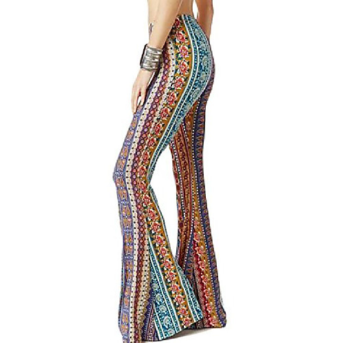

women's print stretch bell bottom flare palazzo pants trousers 1 xl