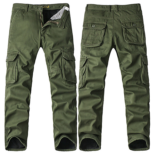 

Men's Hiking Pants Trousers Hiking Cargo Pants Solid Color Winter Outdoor Breathable Warm Ventilation Soft Fleece Cotton Pants / Trousers Black Army Green Fishing Climbing Camping / Hiking / Caving