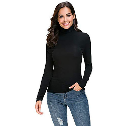 

womens long sleeve turtleneck high neck fitted fall layer tee top