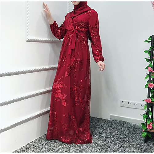 

Arabian Adults' Women's Abaya Arabian Dress Muslim Dress For Party Halloween Lace Lace Halloween Carnival Masquerade Dress