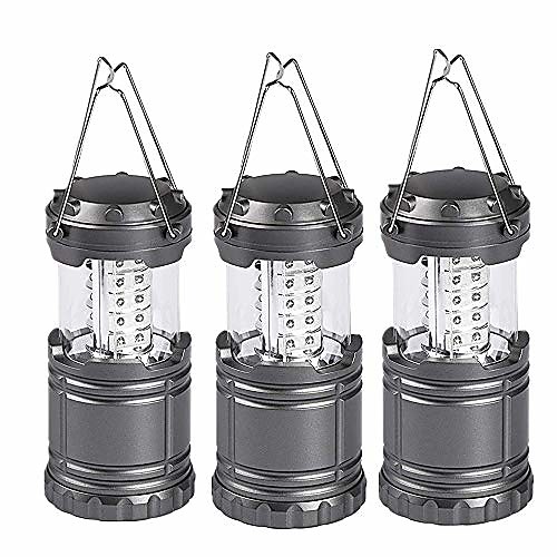 

3-pack portable collapsible led camping lanterns - survival kit for hiking, emergencies, hurricanes, outages, storms, camping, fishing lamp lights