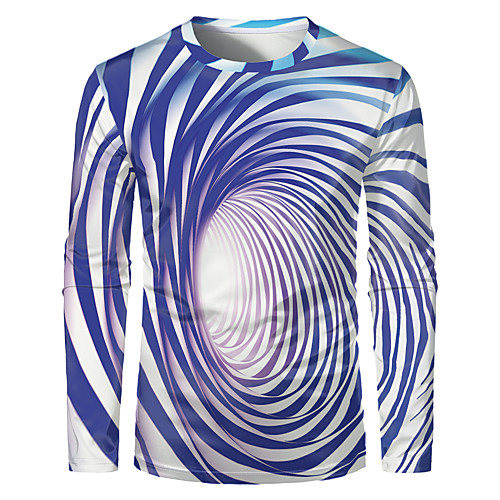 

Men's Tunic T shirt 3D Print Graphic 3D Plus Size Print Long Sleeve Daily Tops Elegant Exaggerated Black Blue Green