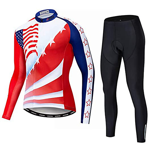 

21Grams Men's Long Sleeve Cycling Jersey with Tights Winter Fleece Red National Flag Bike Thermal Warm Fleece Lining Breathable Quick Dry Sports Graphic Mountain Bike MTB Road Bike Cycling Clothing