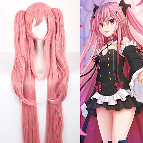 

Seraph of the End Krul Tepes Cosplay Wigs Women's With 2 Ponytails 30 inch Heat Resistant Fiber Straight Pink Teen Adults' Anime Wig