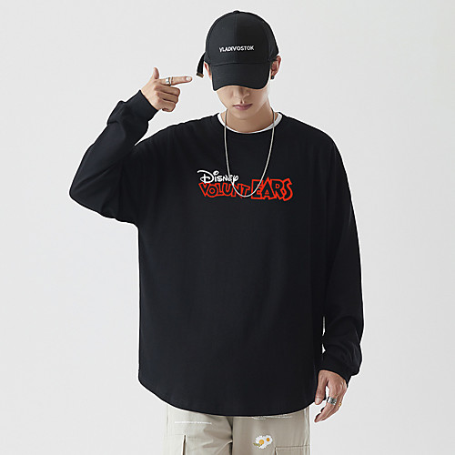 

Men's Pullover Sweatshirt Cartoon Graphic Text Monograms Daily Basic Hoodies Sweatshirts White Black