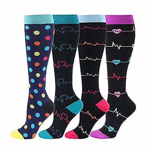 

compression socks for women & men - 4 pairs best for running, flight, nurse
