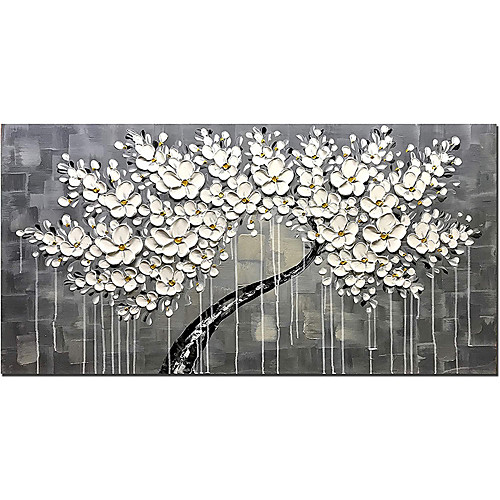 

Oil Painting Hand Painted Horizontal Panoramic Floral / Botanical Modern Rolled Canvas (No Frame)