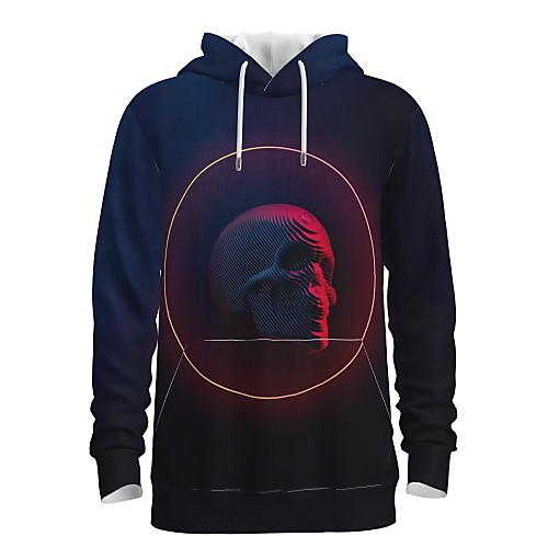 

Men's Pullover Hoodie Sweatshirt Graphic 3D Skull Front Pocket Halloween Daily 3D Print 3D Print Halloween Hoodies Sweatshirts Navy Blue