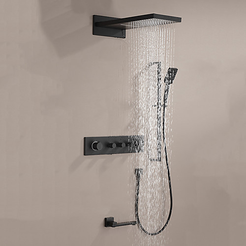 

Shower Faucet / Rainfall Shower Head System Set - Handshower Included Dual-Head Fixed Mount Contemporary Electroplated Ceiling Mounted Ceramic Valve Bath Shower Mixer Taps