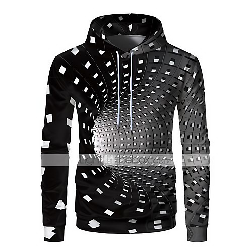 

Men's Plus Size Pullover Hoodie Sweatshirt 3D Graphic Front Pocket Round Neck Daily 3D Print Hoodies Sweatshirts Long Sleeve Black