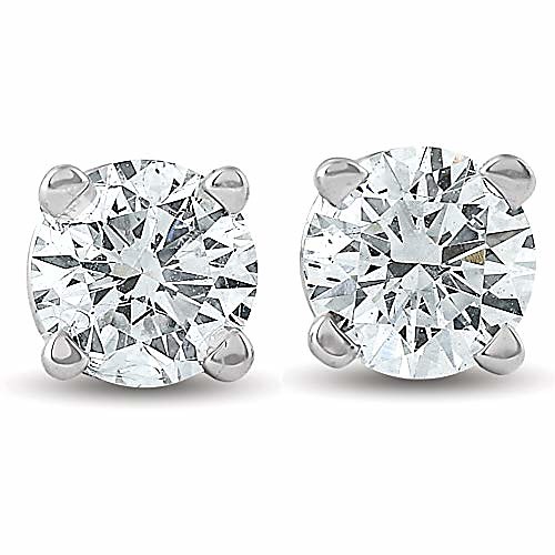 

1/2ct round brilliant cut diamond stud earrings in 14k gold classic setting