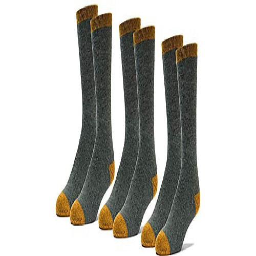 

3 pairs mid weight patterned 70% merino wool men's kids thermal crew socks cushioned for hiking trailing (grey/yellow, l men 8-12)