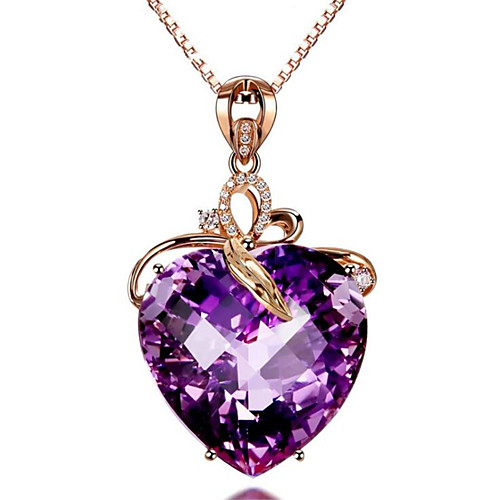 

Women's Amethyst Pendant Necklace Classic Heart Fashion Copper Imitation Diamond Purple 455 cm Necklace Jewelry 1pc For Anniversary Party Evening Gift