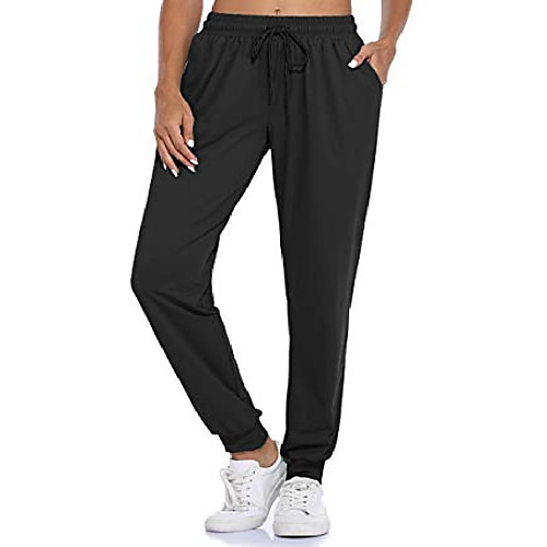 

jogger sweatpants,quick dry adjustable drawcord 2 pockets low-friction pants autumn workout loose fitting hiking running climbing athletic-wear black l