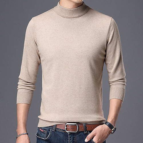 

Men's Stylish Solid Color Pullover Long Sleeve Sweater Cardigans Stand Collar Fall Winter Black Wine Navy Blue