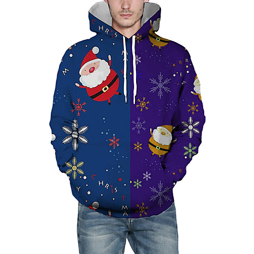 

Men's Pullover Hoodie Sweatshirt Print Graphic 3D Christmas Daily 3D Print Christmas Hoodies Sweatshirts Blue