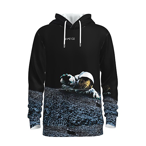 

Men's Pullover Hoodie Sweatshirt Graphic 3D Astronaut Front Pocket Daily 3D Print 3D Print Casual Hoodies Sweatshirts Black