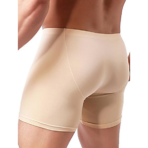 

men's long leg boxer briefs seamless front breathable trunks stretch men undepanties (medium, nude)