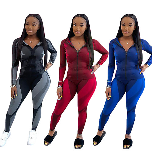 

Women's 2 Piece Full Zip Activewear Set Compression Suit Street Athleisure Long Sleeve 2pcs Winter Elastane Thermal Warm Breathable Soft Fitness Gym Workout Running Jogging Training Sportswear Solid