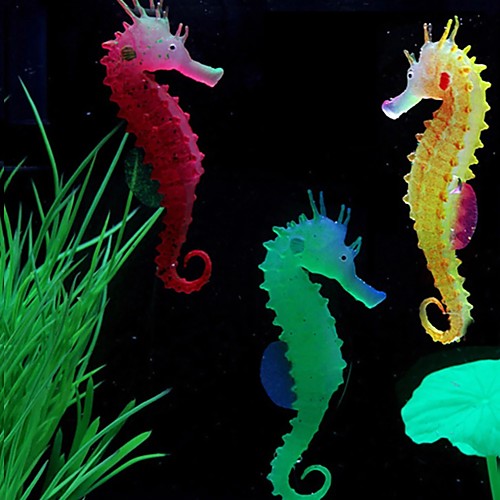 

Silicone Artificial Night Luminous Hippocampus Fish Tank Aquarium Ornament Underwater Sea Horse Decoration Pet Supplies