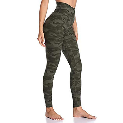 

women& #39;s high waisted pattern leggings full-length yoga pants & #40;s, army green camo& #41;
