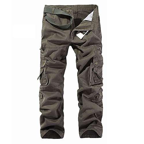 

Men's Active Basic Outdoor Dailywear Daily Sports Cotton Chinos Tactical Cargo Fit Pants Solid Colored Multi Pocket Black Army Green Khaki 28 29 30
