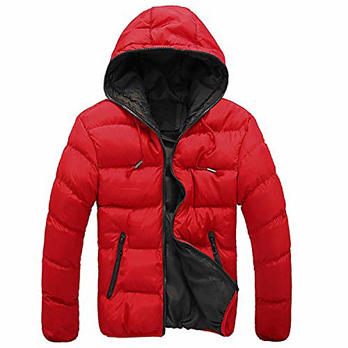 

Men's Coat Parka Solid Color Polyester BlackGreen / RedBlack / Black / Orange M / L / XL