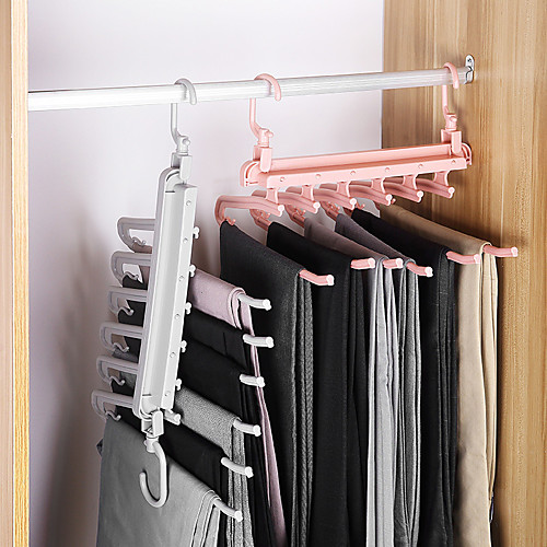 

6 in 1 Multi-functional Trouser Storage Rack Adjustable Pants Tie Storage Shelf Closet Organizer Stainless Steel Clothes Hanger