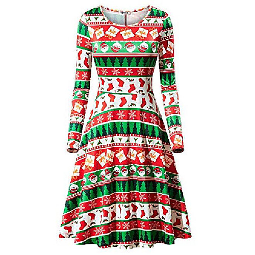 

womens ugly christmas xmas dress long sleeve casual aline party dress,small