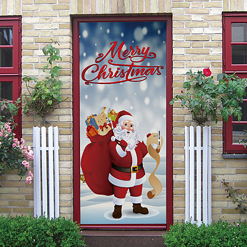 

Santa Claus Self-adhesive Creative Door Sticker Living Room DIY Decoration Home Waterproof Wall Sticker