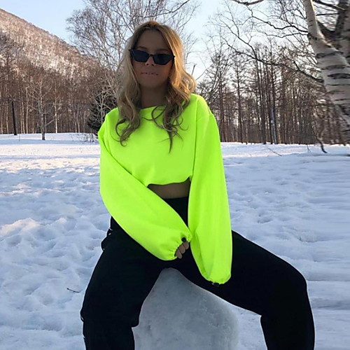 

Women's Pullover Sweatshirt Solid Color Daily Casual Hoodies Sweatshirts White Green