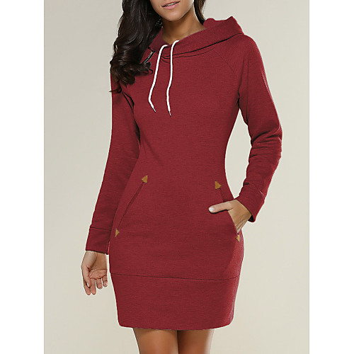 

Women's Sheath Dress Short Mini Dress Black Red Green Light gray Gray Long Sleeve Print Patchwork Summer Hooded Casual 2021 S M L XL