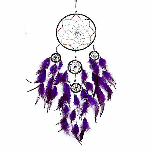 

Boho Dream Catcher Handmade Gift Wall Hanging Decor Art Ornament Craft Feather 5 Circle 7520cm for Kids Bedroom Wedding Festival