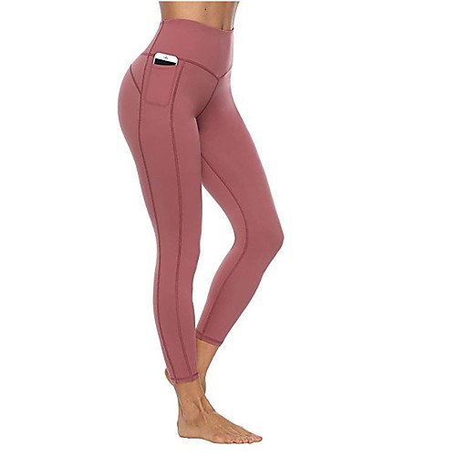 

Women's High Waist Running Tights Leggings Compression Pants Street Bottoms with Phone Pocket Winter Fitness Gym Workout Running Jogging Training Breathable Quick Dry Soft Sport Solid Colored Dark