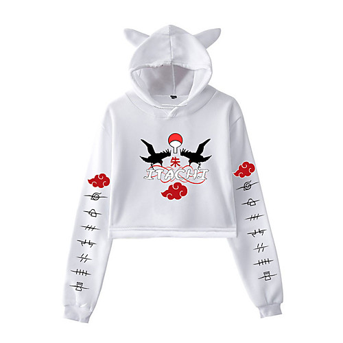 

Inspired by Naruto Cosplay Akatsuki Uchiha Itachi Crop Top Hoodie Polyester / Cotton Blend Print Printing Crop Top For Women's