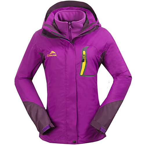 

Cikrilan Women's Hiking Jacket Hiking 3-in-1 Jackets Ski Jacket Winter Outdoor Windproof Fleece Lining Breathable Warm Hoodie Windbreaker Top Fleece Camping / Hiking Hunting Fishing Purple Rose Red