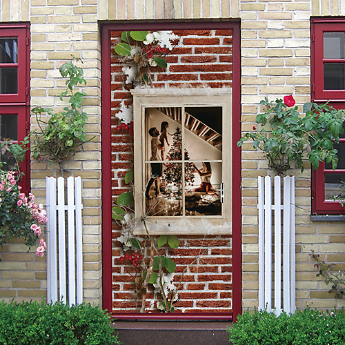 

Christmas Self-adhesive Creative Door Stickers Living Room Diy Decoration Home Waterproof Wall Stickers