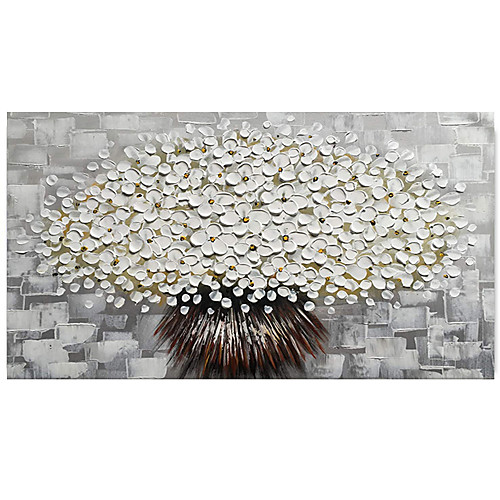 

Oil Painting Hand Painted Horizontal Panoramic Floral / Botanical Modern Rolled Canvas (No Frame)