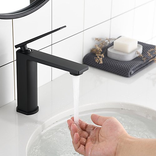 

Bathroom Sink Faucet - New Design Hot Cold Single Lever Deck Mounted Black Wash Basin Faucet Shower Room Electroplated Centerset Single Handle One Hole Bath Toilet Vessel Sink Mixer Taps