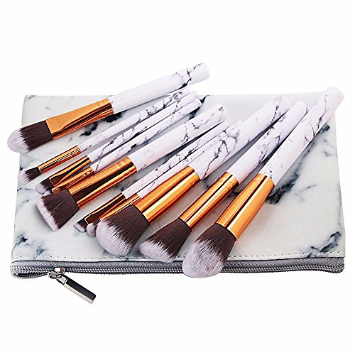

10pcs/set marbling makeup brushes kit marble pattern pu brush bag powder contour eye shadow beauty make up brush cosmetic tools,brush and bag