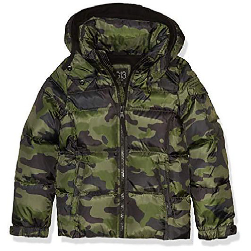 

boys' camo downhill down puffer, dark military, 10