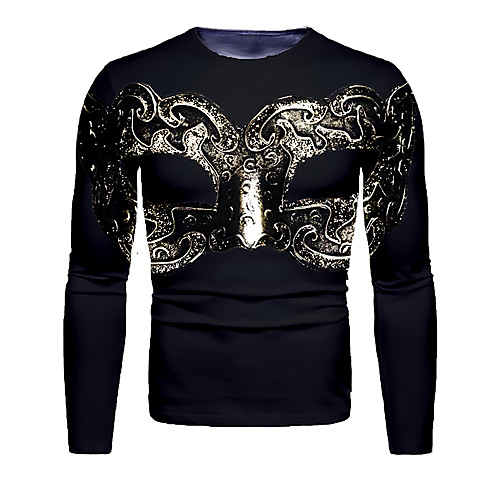 

Men's T shirt 3D Print Graphic 3D Print Long Sleeve Halloween Tops Gold