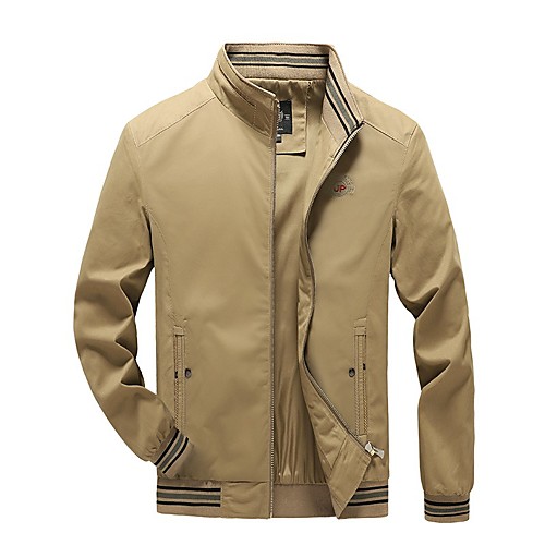 

Men's Solid Colored Spring & Fall Stand Collar Jacket Regular Daily Long Sleeve Coat Tops Blue